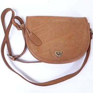 VINTAGE 90s GUESS Crossbody Leather Brown Turn loc